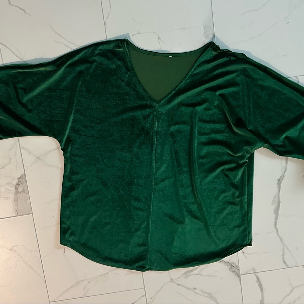 Emerald Green Velvet Women's Top